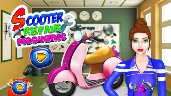 踏板车维修技工店