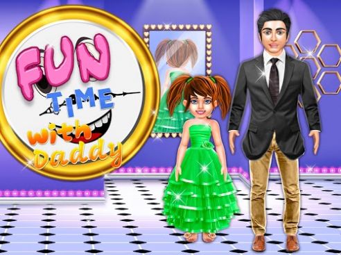 和爸爸玩得开心